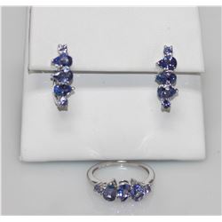 2.26 CTWTANZANTE Earring and Ring set .925 STERLING SIL