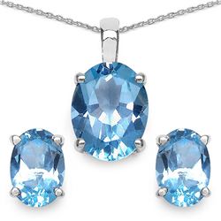 GENUINE 7.50 CTW BLUE TOPAZ PENDANT AND EARRING SET .92