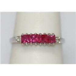 0.78 CTW RUBY & DIAMOND RING .925 STERLING SILVER