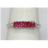 Image 1 : 0.78 CTW RUBY & DIAMOND RING .925 STERLING SILVER