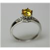 Image 1 : 14K GOLD POLISH ON .925 STERLING SILVER  RING W/ WHITE
