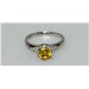 Image 2 : 14K GOLD POLISH ON .925 STERLING SILVER  RING W/ WHITE