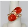 Image 1 : SYNTHETIC ORANGE STONE AND CZ BRASS FASHION JEWELRY RIN