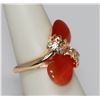 Image 2 : SYNTHETIC ORANGE STONE AND CZ BRASS FASHION JEWELRY RIN