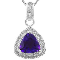 GENUINE 1.01 CTW AMETHYST AND DIAMOND PLATINUM PLATED .