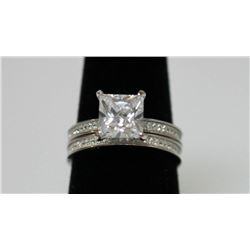 .925 STERLING SILVER CZ ENGAGEMENT RINGS W/ BAND