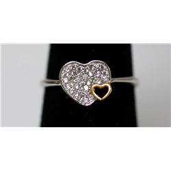 .925 STERLING SILVER HEART RING W/ CLEAR CZ