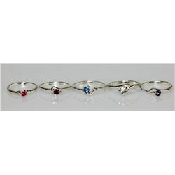 DEAL OF THE DAY MIX OF MULTI COLOR SILVER RINGS SET OF