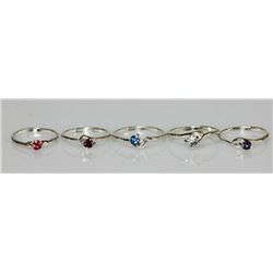 DEAL OF THE DAY MIX OF MULTI COLOR SILVER RINGS SET OF