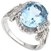 Image 1 : GENUINE 5.60 CTW BLUE TOPAZ AND WHITE DIAMOND PLATINUM