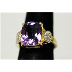 14K GOLD PLATED AMETHYST RING 4.50 CTW