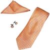 Image 1 : Toriz Orange Pattern Tie, Cufflinks and Pocket Square G