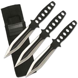 8" BLACK AND SILVER THROWING KNIFE SET