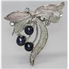 Image 1 : RARE BLACK PEARL CZ BROOCH .925 STERLING SILVER