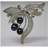 Image 2 : RARE BLACK PEARL CZ BROOCH .925 STERLING SILVER