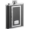 Image 1 : Visol SP Black Leather 6-oz. Flask with Built-In Cigare