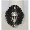 Image 1 : BLACK indian head RING .925 STERLING SILVER