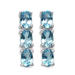 GENUINE 3.06 CTW BLUE TOPAZ .925 STERLING SILVER EARRIN