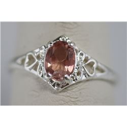 LIGHT PEACH CZ .925 STERLING SILVER RING