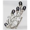 Image 2 : VINE STYLE BLACK PEARL CZ BROOCH .925 STERLING SILVER