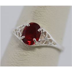 RED CZ .925 STERLING SILVER RING