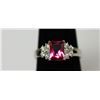 Image 1 : .925 STERLING SLIVER MODERN RING W/PINK AND WHITE CZ