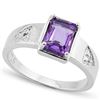 Image 1 : GENUINE 0.96 CTW AMETHYST AND DIAMOND PLATINUM PLATED .