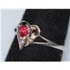 Image 2 : 0.01 CTW DIAMOND RING AND CREATION RUBY .925 STERLING S