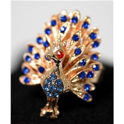 MULTI-COLORED CZ PEACOCK SHAPED RING