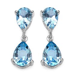 GENUINE 6.40 CTW BLUE TOPAZ .925 STERLING SILVER EARRIN