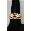 Image 1 : 14K GOLD PLATED RING W/ RED & CLEAR CZ