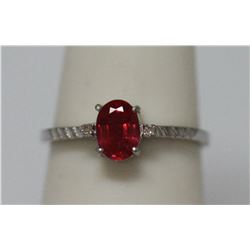 .93 CTW RUBY AND DIAMOND RING .925 STERLING SILVER