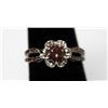 Image 2 : .925 STERLING SILVER CHOCOLATE CZ FLOWER RING