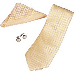 Toriz Yellow Pattern Tie, Cufflinks and Pocket Square G