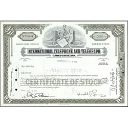 Stock Certificate from the International Telephone and