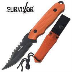 SURVIVOR 8" ORANGE FIXED BLADE KNIFE