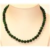Image 1 : GENUINE GREEN JADE NECKLACE W/14K YELLOW GOLD CLASP