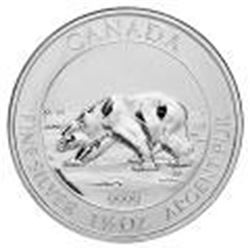 2013 Canadian Silver $8 Polar Bear 1.5 Ounces