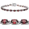Image 1 : GENUINE 13.00 CTW GARNET .925 STERLING SILVER BRACELET