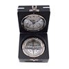 Image 1 : BRASS COMPASS AND CLOCK COMES W/WOODEN CASE