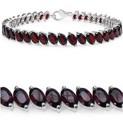 GENUINE 25.00 CTW GARNET .925 STERLING SILVER BRACELET