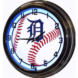 17" DETROIT TIGERS NEON WALL CLOCK