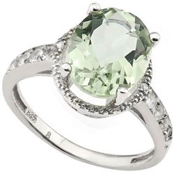 GENUINE 3.35 CTW GREEN AMETHYST AND 0.32 CTW WHITE TOPA