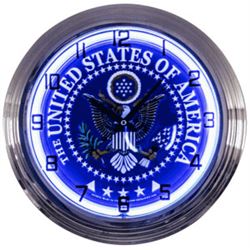 NEON WALL CLOCK "USA"