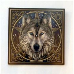 Lisa Parker's Wolf Wall Clock  11 1/2 " square. Takes 1