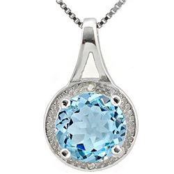 GENUINE 2.40 CTW BLUE TOPAZ AND 0.01 CTW DIAMOND PLATIN