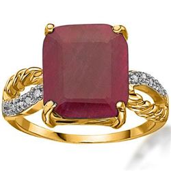 GENUINE 5.91 CTW RUBY AND 0.09 CTW DIAMOND 10K SOLID YE