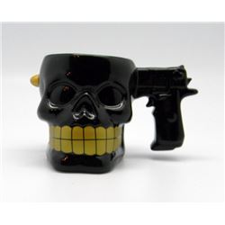 Skull with Gun as Handle Mug.   Looks like a bullit is