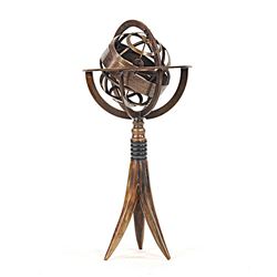 BRASS ARMILLARY ON HORN STAND