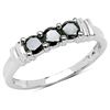 Image 1 : GENUINE 0.50 CTW BLACK DIAMOND 10K WHITE GOLD RING
